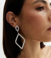 New Look Crystal Diamante Large Kite Drop Earrings
